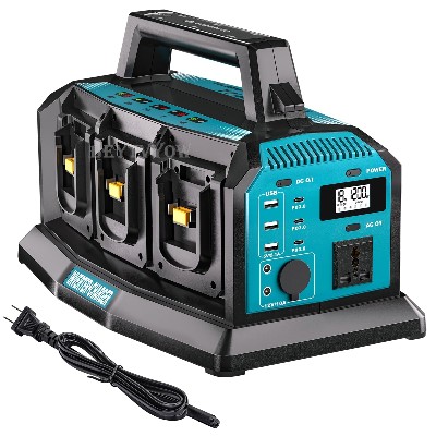 Przetwornica mocy 1200 ładowarka do akumulatora Makita 18 6portowy konwerter DC na AC 120240 porty USBAC 300 lm LED Przetwornica czystej fali sinusoidalnej do stosowania