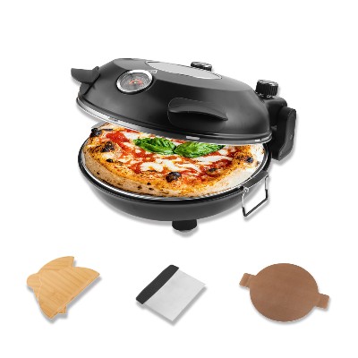 Elektryczny piec do pizzy 12 cali do użytku pomieszczeniach 1200 glazurowanym kamieniem ceramicznym dwuprzezwiernikowa precyzyjna regulacja temperatury nagrzewa się do 420 stopni