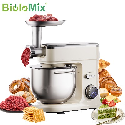 Miksery kuchenne BioloMix 7L do pieczenia mikser stojący silnikiem prądu stałego 1200W hakiem do ciasta trzepaczką ubijakiem przystawka do mielenia mięsa