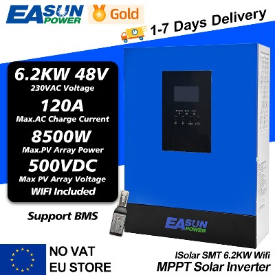 EASUN POWER MPPT hybrydowy inwerter słoneczny 62 kW 48V 4KW 24V 2KW 12V Off Grid czysta fala sinusoidalna 220V 230V 120A 80A ładowarka Wifi