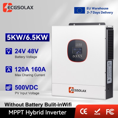 ECGSOLAX 5KW 65KW Solar Hybrid Inverter 24V 48V With MPPT 120A 160A Charge Controller Builtin WIFI Hybrid Solar Inverter