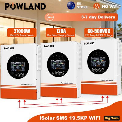 Hybrydowy falownik solarny POWLAND 18600W 48V 220V380V 3fazowy falownik 186KW kontrolerem słonecznym MPPT 120A Praca bez akumulatora