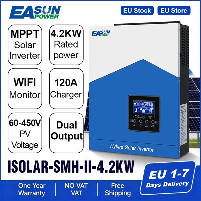 Easun Power 4200W 24V MPPT Solarny Inwerter Ładowarka Hybrydowa OffGrid Podwójne Wyjście Czysta Sinusoida 120A 230V 5060Hz Ładowarka Energetyczna