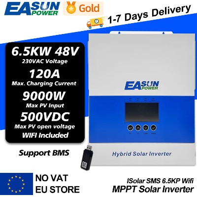 EASUN hybrydowy inwerter słoneczny 62 kW 42 kW pojedynczy podwójne wyjście Wifi MPPT 120A 48V 24V do 230V poza siecią ładowania działa bez baterii
