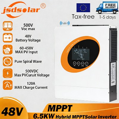 Inwerter solarny hybrydowy jsdsolar 65KW Off Grid czystą sinusoidą inwerter WiFi 48V 230V wyjściem ładowarką solarną MPPT 120A