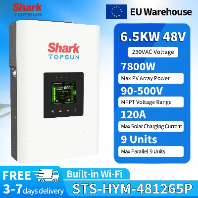 SANDISOLAR 65KW 48V Hybrydowy Inwerter Solarny 120A MPPT 230V Off Grid Czysta Sinusoida Wbudowane WiFi Obsługa Jednostek Paralelnie