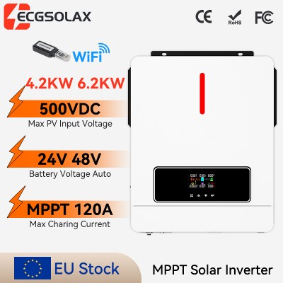 ECGSOLAX 42KW 62KW Solar Hybrid inverter 24V 48V 230Vac Offgrid Solar Inverter With 120A MPPT Solar Charger Max PV 500VDC