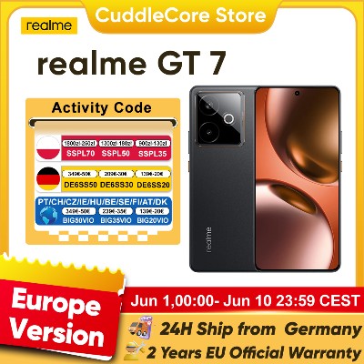 realme GT 5G Smartphone Wersja Globalna Bateria Titan 7000mAh 120W Ultra Fast Charge Procesor Dimensity 9400e Wyświetlacz 678 120Hz NFC