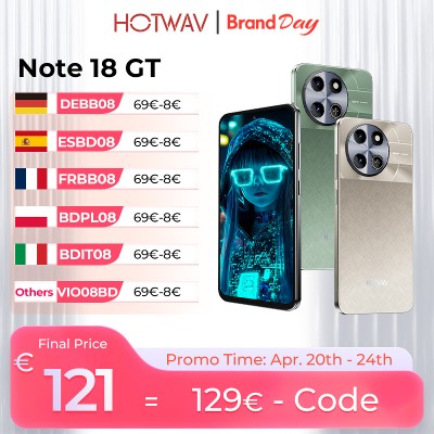 HOTWAV Note 18 GT Ultracienki Smartfon 72 120Hz Dynamic Island Lekki Telefon Komórkowy 8GB 256GB 6200mAh 20W Telefon
