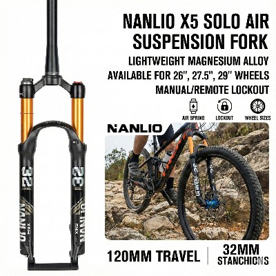 Nanlio X5 MTB Amortyzator Powietrzny Lekki Amortyzator Rowerowy ze Stopu Magnezu Solo Air Shock do Kół 26 275 29 Cali 120mm
