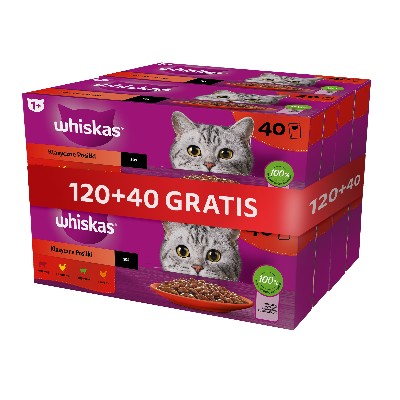 WHISKAS Klasyczne Posiłki mokra karma pełnoporcjowa dla dorosłych kotów sosie 120x85 40 saszetek GRATIS