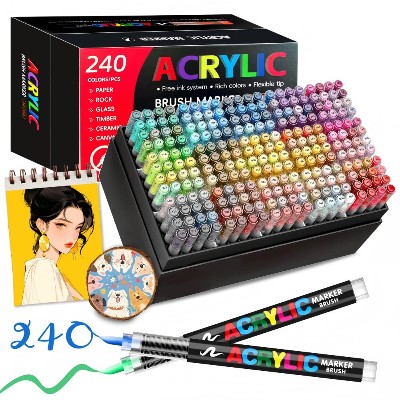 12288 Colors Acrylic Paint Pen Markers Markery filcu akrylowego końcówki pędzla Do drewna obraz na płótnie Rock prezent na płótnie DIY rzemiosło