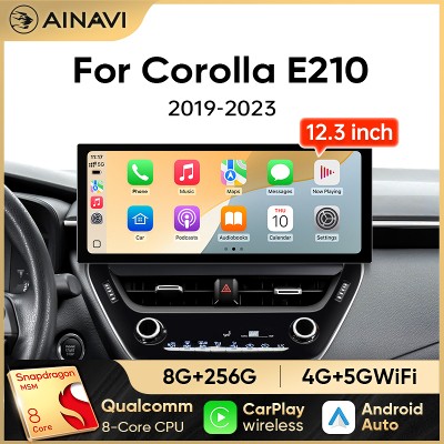Radio samochodowe Ainavi 123 cala do Toyota Corolla 2019 2020 2021 2022 2023 E210 bezprzewodowy Carplay Android Auto 4G multimedialny system samochodowy 2DIN