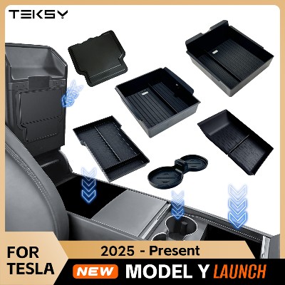 1234678 szt Do Tesli Nowy Model 2025 Launch Juniper ABS silikonową antypoślizgową matą organizer do konsoli podłokietnika pojemnik na kubek
