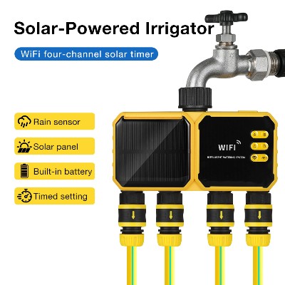 Inteligentny system nawadniania solarnego WiFi 124 wyjściami programowalny sterownik czasowy do nawadniania ogrodu na zewnątrz funkcją opóźnienia nawadniania po deszczu