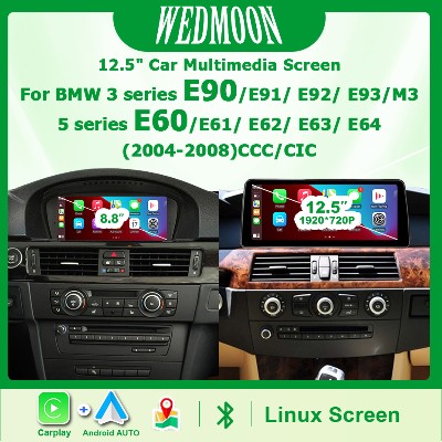 125calowy ekran multimedialny systemem Linux Android Auto CarPlay radio samochodowe do BMW serii E60 E61 E63 E64 serii E90 E91 E92 E93 roczniki 20042012