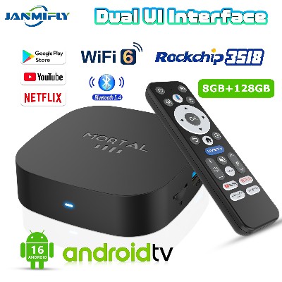 2025 Nowy T1 8K HD TV Box Android 160 RK3518 Quad Core 8GB RAM 128GB ROM Dual Wifi 24G58G Odtwarzacz Multimedialny do Kina Domowego