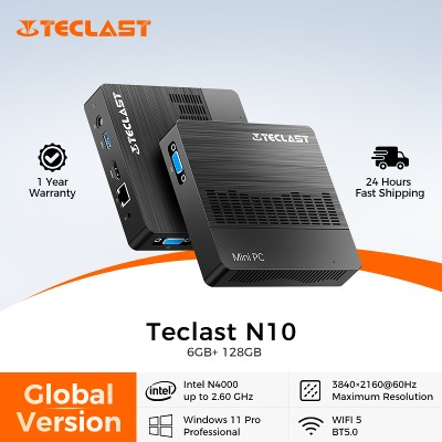 Teclast N10 Mini PC Intel N4000 Windows 11 Pro DDR4 6GB 128GB Podwójne wyjście 4K HD Desktop WiFi Pocket MinI PC Komputer biurowy