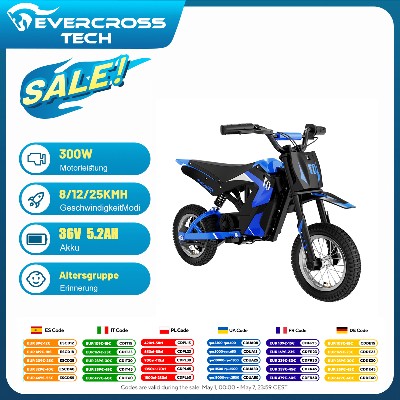Elektryczny motocykl dla dzieci EVERCROSS TECH EV12Mmotor 300W maksymalna prędkość 25 kmh zasięg 15 km opony 12calowe