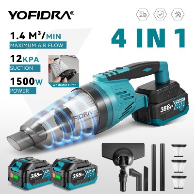 YOFIDRA 1500W 4w1 Elektryczny Odkurzacz Bezprzewodowy 12KPA Narzędzia do Czyszczenia Domu Samochodu Filtrami na Akumulator Makita