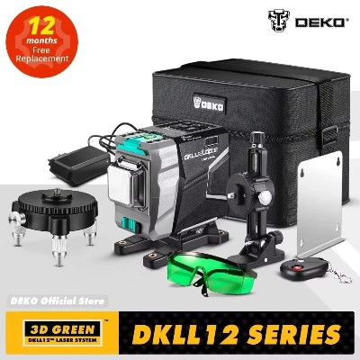 DEKO 12liniowa poziomica laserowa 3D precyzyjna automatyczna poziomica przekładnie poziome pionowe 520 nm seria DKLL12tdP02