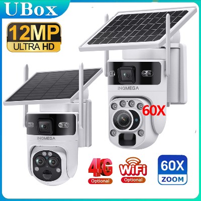 INQMEGA 12MP 60X Zoom Optyczny Kamera Solarna 4GWiFi Podwójnym Ekranem PTZ Wykrywaniem PIR Automatycznym Śledzeniem Kamery Monitoringu CCTV Ubox