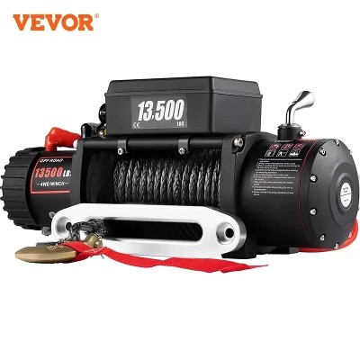 VEVOR 13500LBS Wciągarka elektryczna 12v 27M92FT Wciągarka do podnoszenia lin syntetycznych do przyczepy samochodowej 4X4 ATV Ciężarówka Off Road Boat