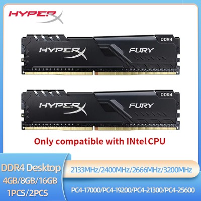 HyperX Fury Memoria DDR4 8GB 16GB 4GB RAM 3200 2666 2400 2133MHz Desktop RAM 12V DIMM PC21300 PC25600