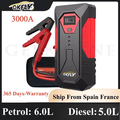 GKFLY 2000A 3000A 4000A Rozrusznik Samochodowy Duży Power Bank Booster Akumulatora Samochodowego 12V Urządzenie Rozruchowe do Samochodów Benzynowych 60L Diesla 50L