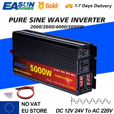 Inwerter 12V 220V 2000W 3000W 4000W 5000W 24V DC na 230V AC Czysta Falownica Przetwornica Napięcia 12 220 Samochodowy Mikro Inwerter