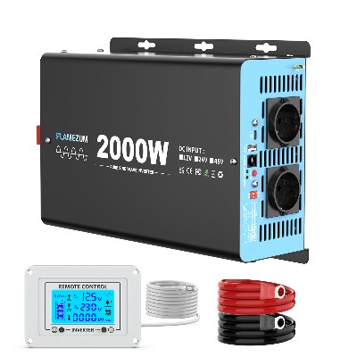 2000W Ciągła moc Czysta fala sinusoidalna Falownik Moc szczytowa 4000W DC 12V do AC 230V 50HZ Gniazdo UE LCD Woltomierz samochodowy Konwerter