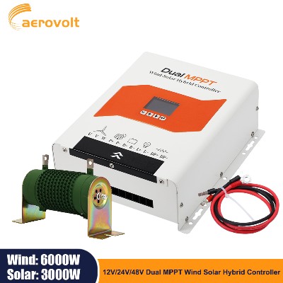 Hybrydowy kontroler MPPT 6000W do wiatru 3000W do solara podwójny MPPT 12V 24V 48V automatyczny inteligentny system offgrid funkcją automatycznego odcięcia obciążenia wyświetlacz LCD