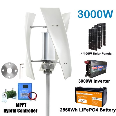Fabryka Chinach 3000W wiatraki pionowe turbina generator dynamo energia alternatywna 24V 12V 48V kontrolerem Mppt panele słoneczne