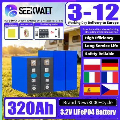 Bateria LiFePO4 320Ah 32V klasa 8000 cykli dostępna UE ogniwo akumulatorowe do samodzielnego montażu 12V 24V 48V do zastosowań solarnych kamperów pojazdów elektrycznych na kemping