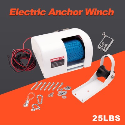 Elektryczna wciągarka kotwiczna 12V do łodzi System kotwiczny morski 25LBS odporny na słoną wodę bezprzewodowym pilotem