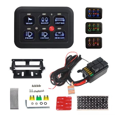 12V LED Gang Switch Panel 600W1200W Circuit Control Relay System Box Slim Touch Control Panel for Boat Jeep UTV Caravan