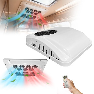 Klimatyzator elektryczny Treeligo 12V24V do kampera montowany na dachu 13500 BTU do ciężarówki kampera samochodu kempingowego szybkie chłodzenie cicha praca