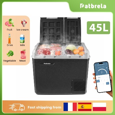 Lodówki zamrażarki samochodowe Patbrela 55L dwoma strefami chłodzenia 12V24V lodówki kompresorowe 40L 20L ze sterowaniem przez aplikację do użytku samochodach na kempingu na zewnątrz