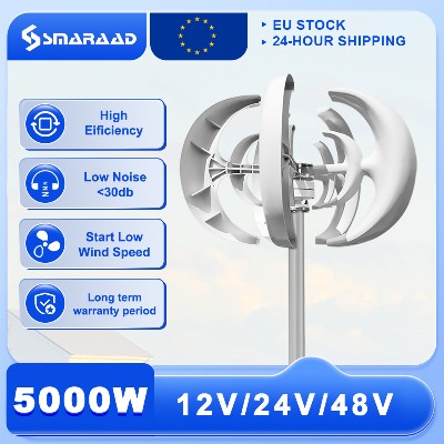 UE Turbina Wiatrowa Pionowa 5000W 12V24V48V Niskoszumowa Domowa 220V Darmowym Kontrolerem Ładowania