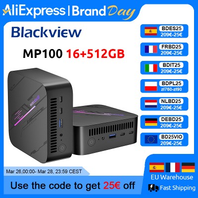 Blackview MP100 NOWY Mini PC AMD Ryzen 7430U Windows 11 6rdzeniowy 12wątkowy 16GB DDR4 512GB SSD WiFi Mini Komputer PC BT52