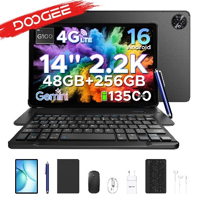 DOOGEE Tab E3 Max Tablet PC Android 16 Gemini AI 48GB840 256GB 14 22K Ekran 13500mAh Bateria Helio G100 Tablet AI