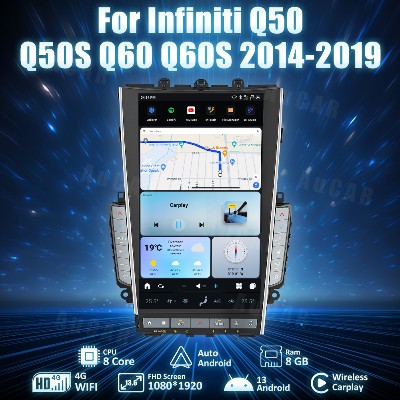 Radioodtwarzacz AuCar Mark7 TStyle Android dla Infiniti Q50 Q50S Q60 Q60S 20142019 GPS Navi 19201080 136 cala