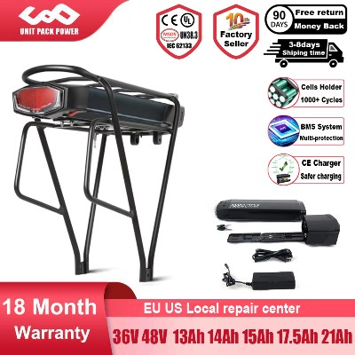 Akumulator Ebike 36V 18Ah 175Ah 13AH 15H Tylny bagażnik Akumulator do rowerów elektrycznych 18650 27100 Zestaw do silnika 36V 250W 350W 500W