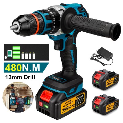 480NM bezszczotkowa elektryczna wiertarka udarowa wiertarka akumulatorowa 13mm wkrętak elektryczny DIY sterownik elektronarzędzie do akumulatora Makita 18V Pin