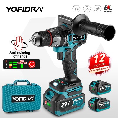 Wiertarkowkrętarka udarowa bezszczotkowa YOFIDRA 700Nm 13mm akumulatorowa do majsterkowania do kruszenia lodu narzędzia elektryczne kompatybilne akumulatorami Makita 21V