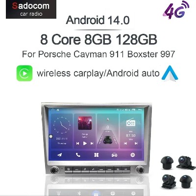 720P CarPlay din Android 140 Odtwarzacz samochodowy rdzeniowy 8GB multimedialny GPS autoradio do Porsche 911 997 987 Cayman Boxster
