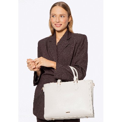 Damska torba na laptopa 145 imitacji skóry kremowa
