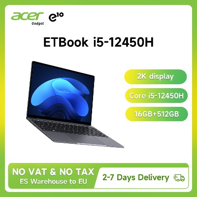 Laptop Acer Gadget e10 ETBook Intel Core i512450H 16GB RAM 512GB SSD 14calowy ekran 2160X1440 Rozdzielczość rdzeni 12 wątków BT52 WiFi6 Windows 11 Komputer do nauki pracy