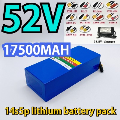 Akumulator litowy 14S5P 52V 17500mAh 18650 BMS do urządzeń mocy 1500W sprzętu transportowego ładowarka zestawie