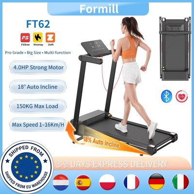 Bieżnia Formill FT62 40HP prędkość 16 kmh do użytku domowego nachylenie 18 udźwig 150 kg wyświetlacz LED cichy silnik Bluetooth